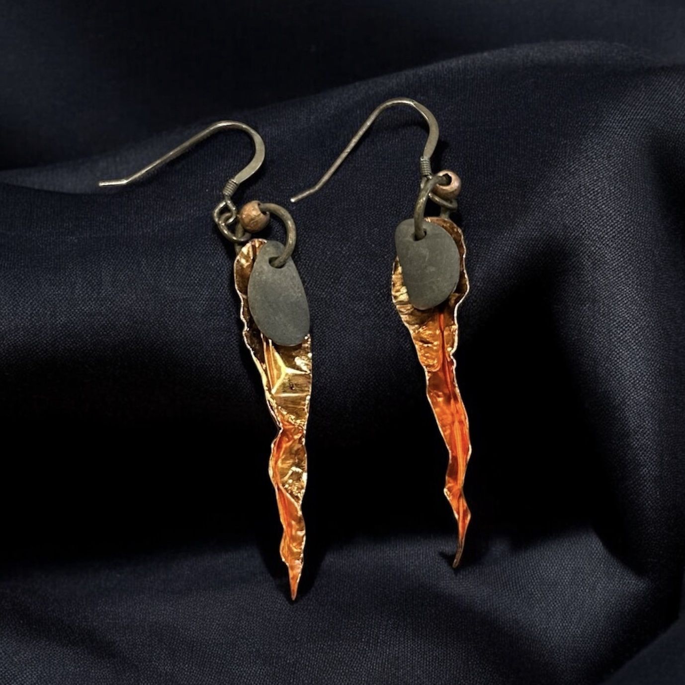 Blue Quarry Earring Forged Leaf Copper Large
