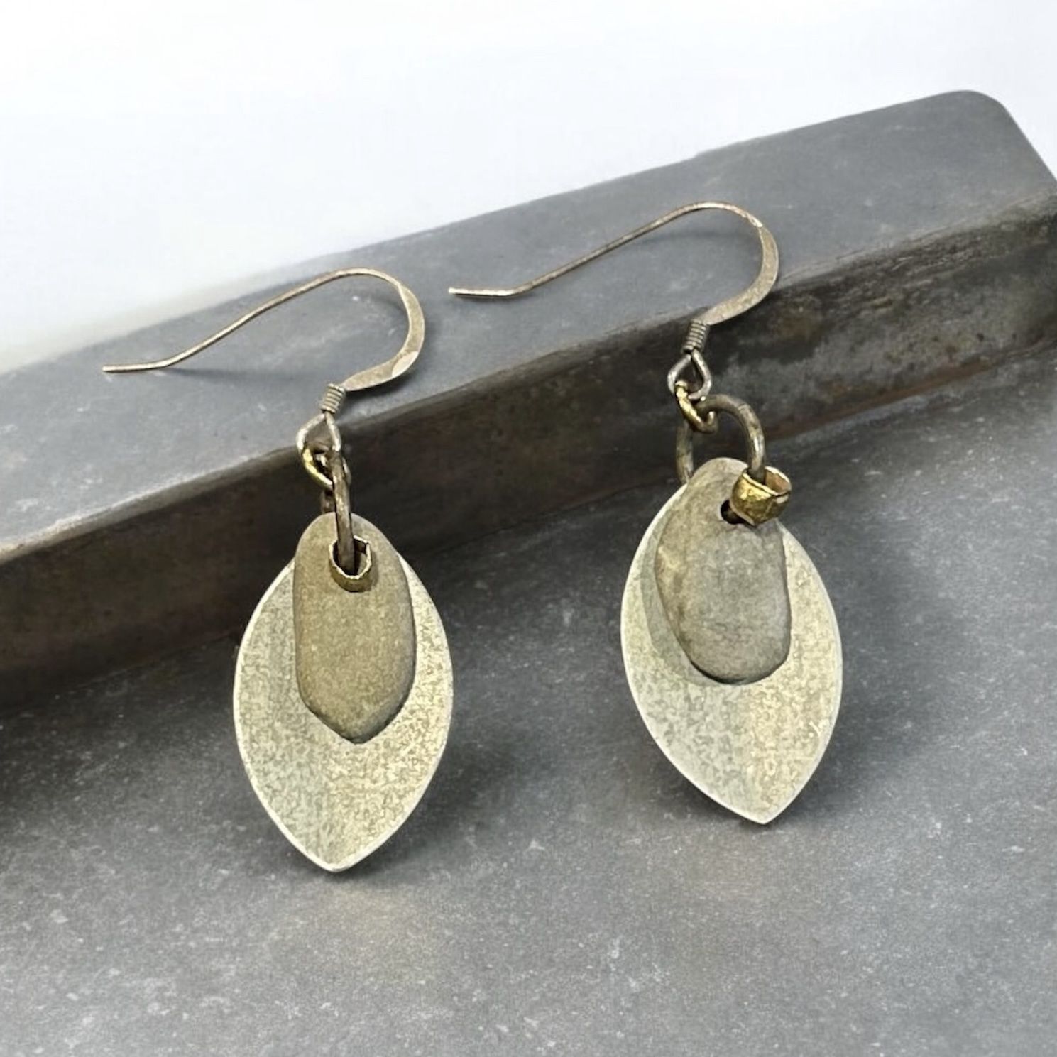 Blue Quarry Earrings Leaf Zinc