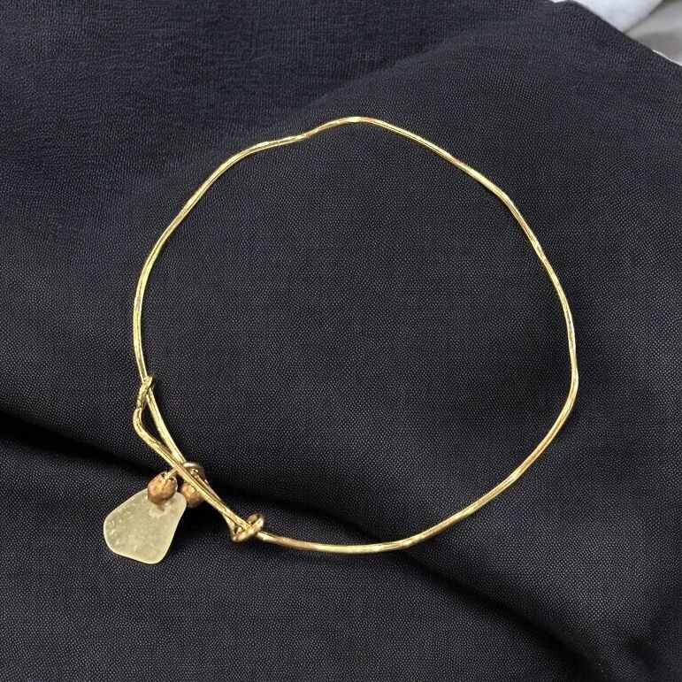 BQD Bangle Adjustable Bracelet Beach Glass Charm Phosphor Bronze Med/Large