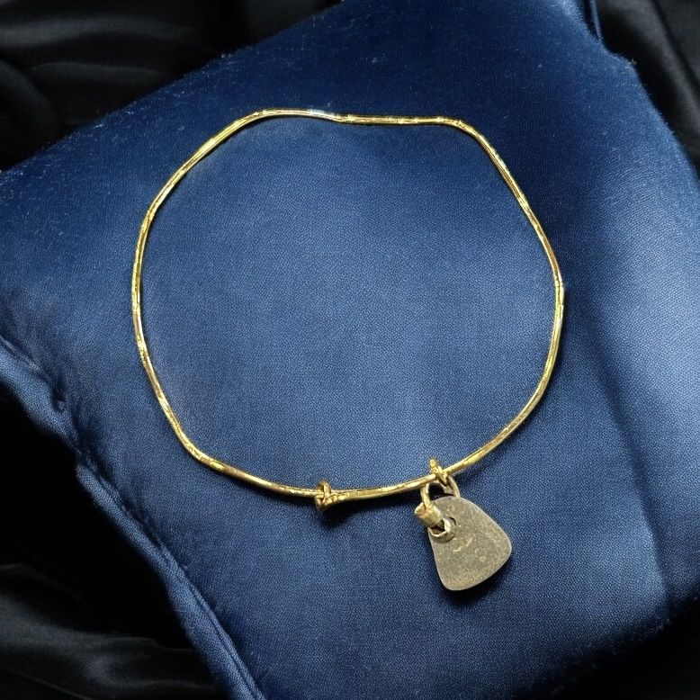 BQD Bangle Bracelet Adjustable Lake Waves Brass Small