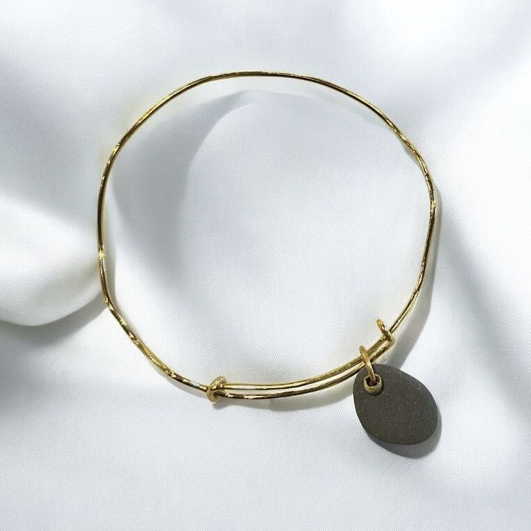 BQD Bangle Bracelet Adjustable Lake Waves Brass Med/LG