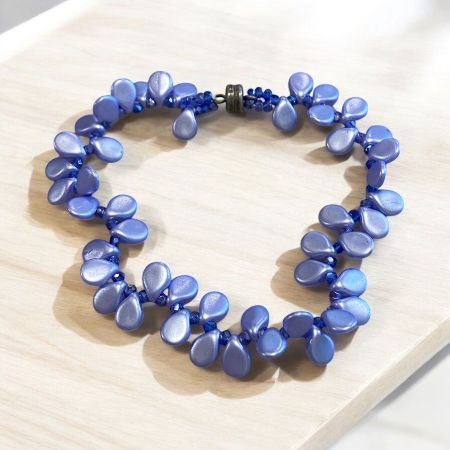 Boerman Bracelet Blue Pip Beads w/ Blue Seed Beads