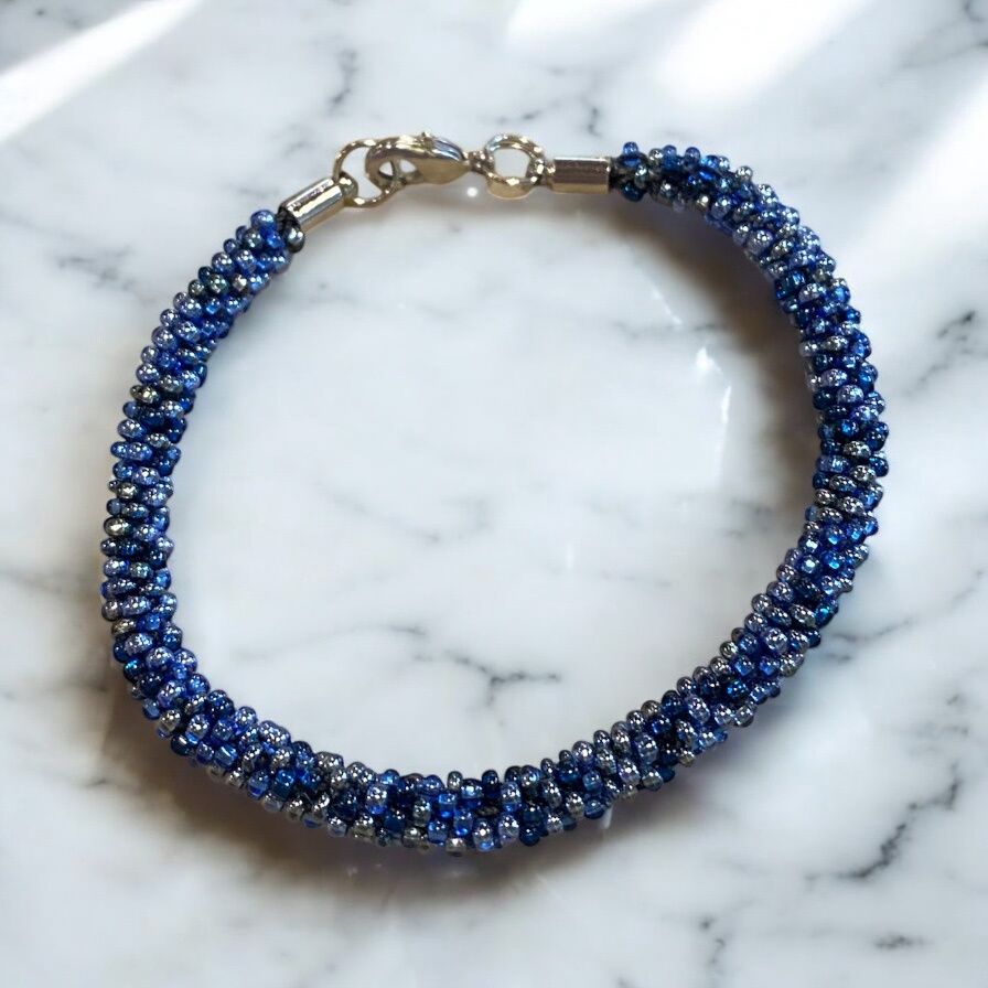 Boerman Bracelet Kumihimo Blue Beads