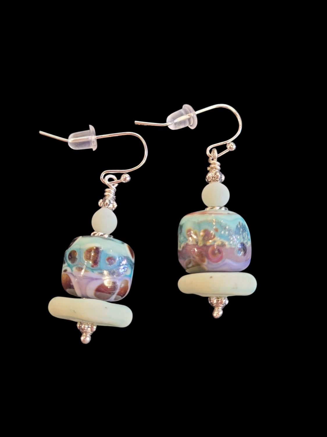 Whitney Earring Green/Purple Lampwork