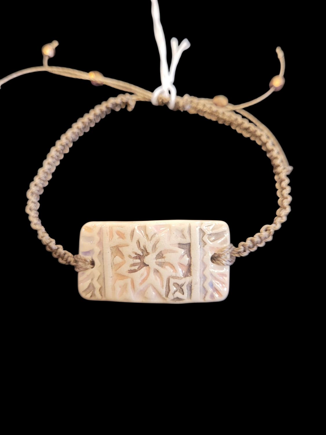 Whitney Bracelet Adjustable Macrame and Clay