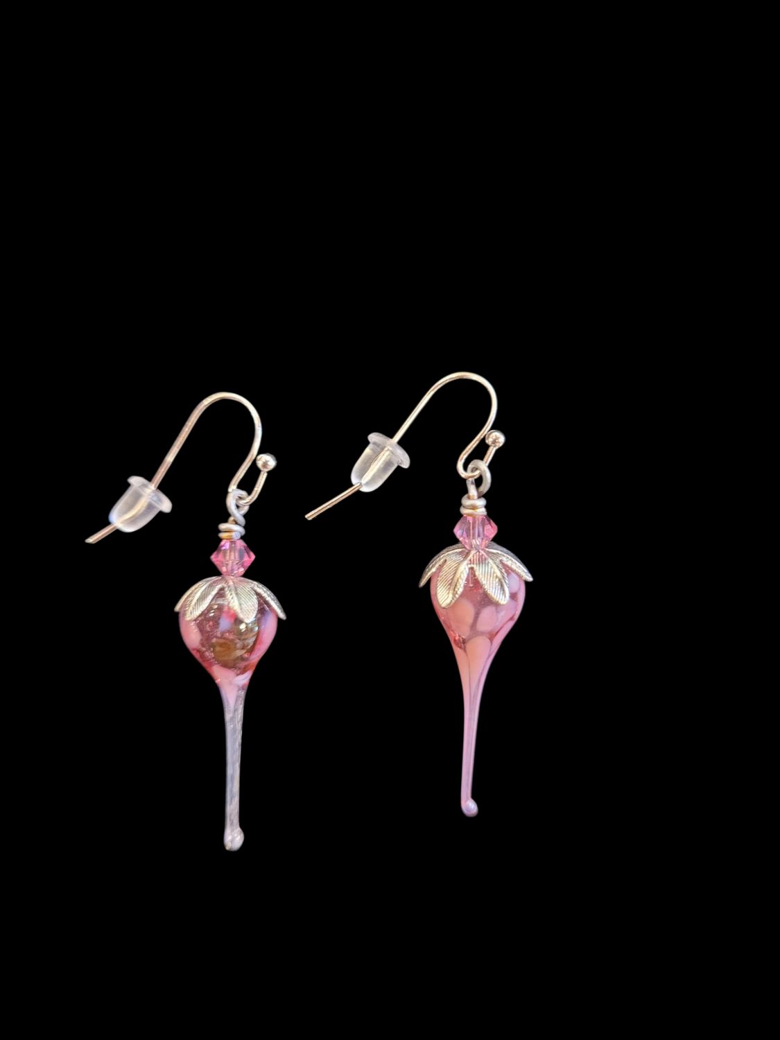 Whitney Earring Pink Lampwork with Swarovski Crystal