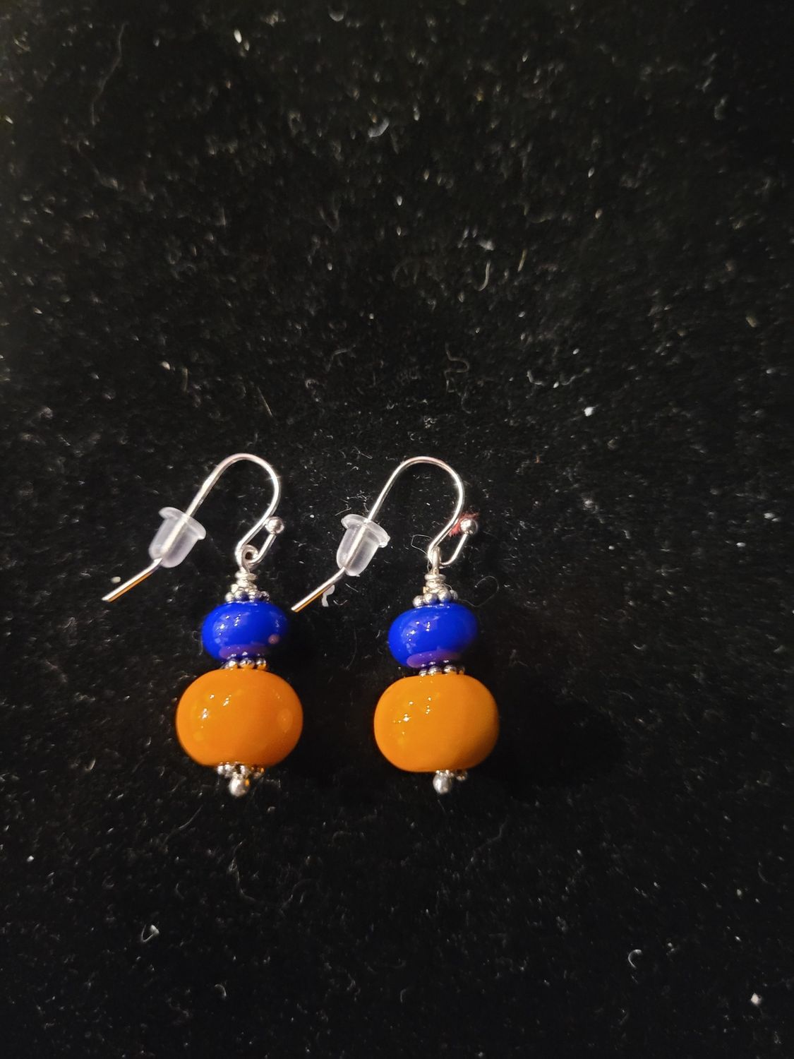 Whitney Earring Orange and Blue Lampwork