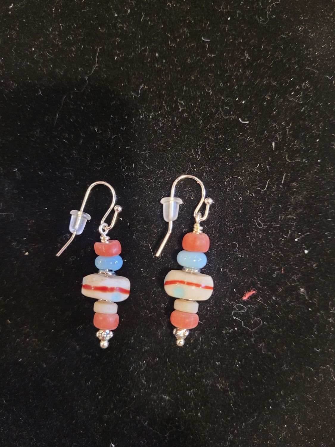 Whitney Earrings African Clay and Glass Beads