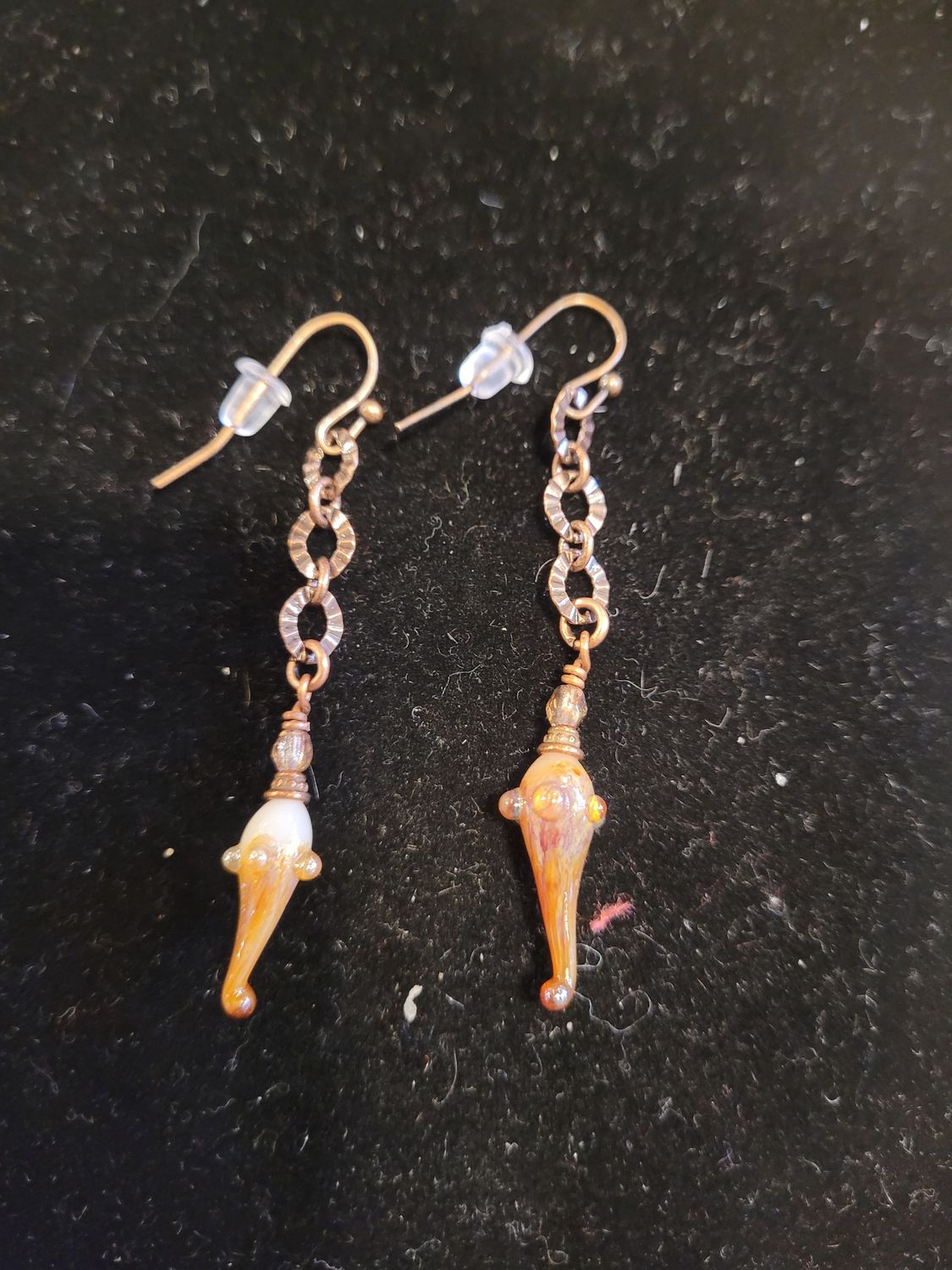 Whitney Ear Copper Chains with Lampwork Bead