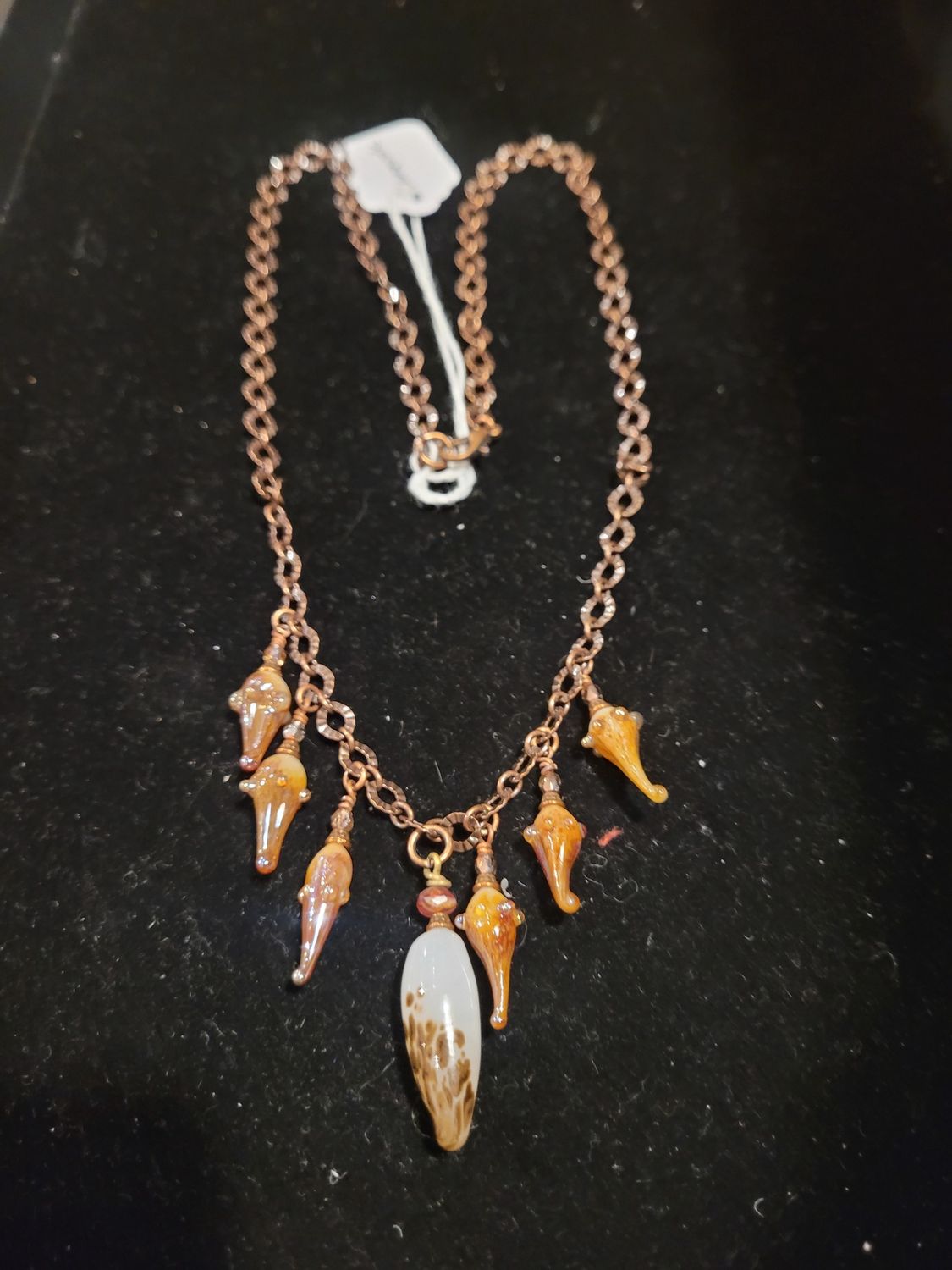 Whitney Necklace Lampwork Beads on Copper Chain