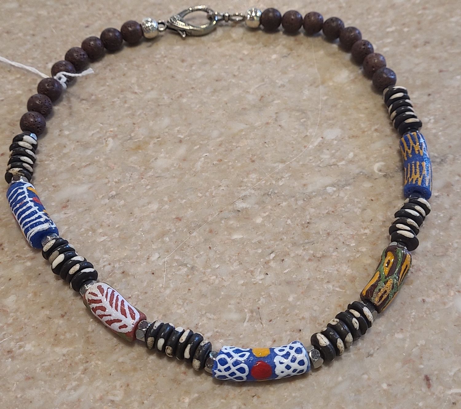 Gerber Necklace Krobo + Lava Beads