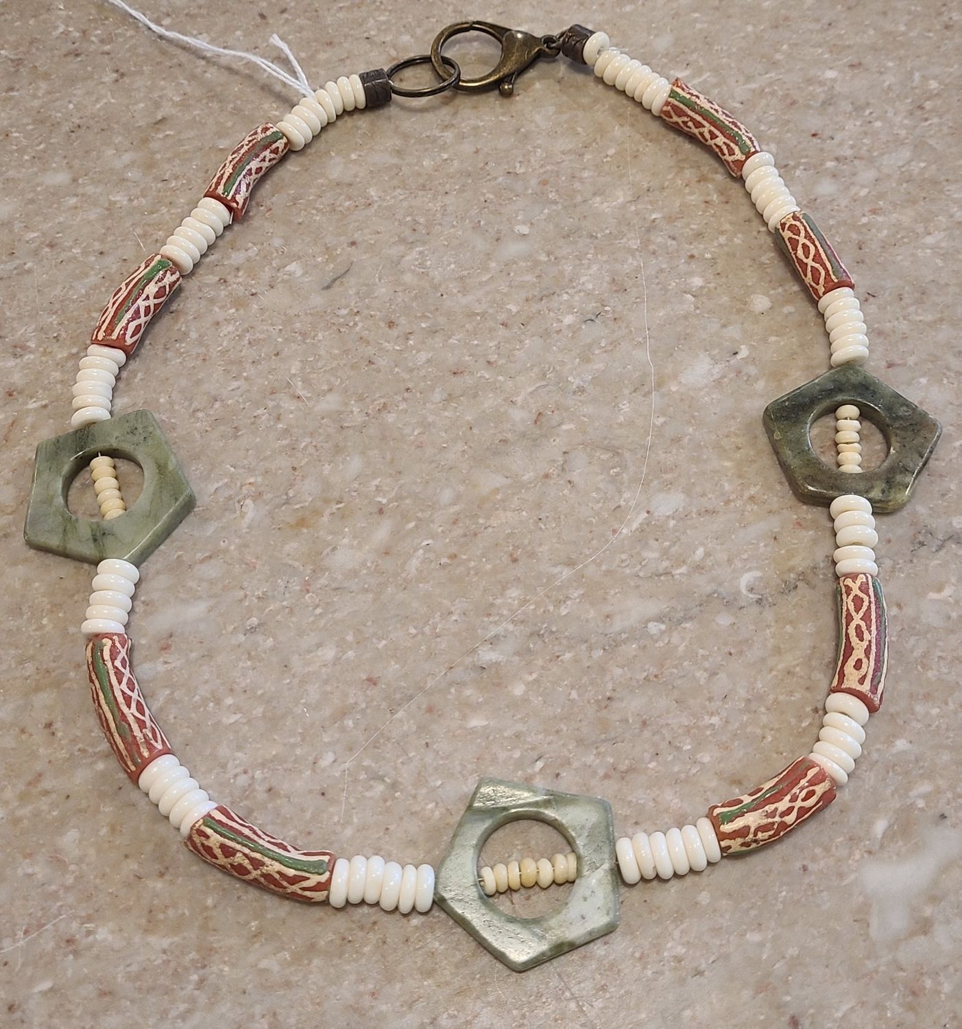 Gerber Stretch Double Bracelet Krobo Bead + Howlite Bead