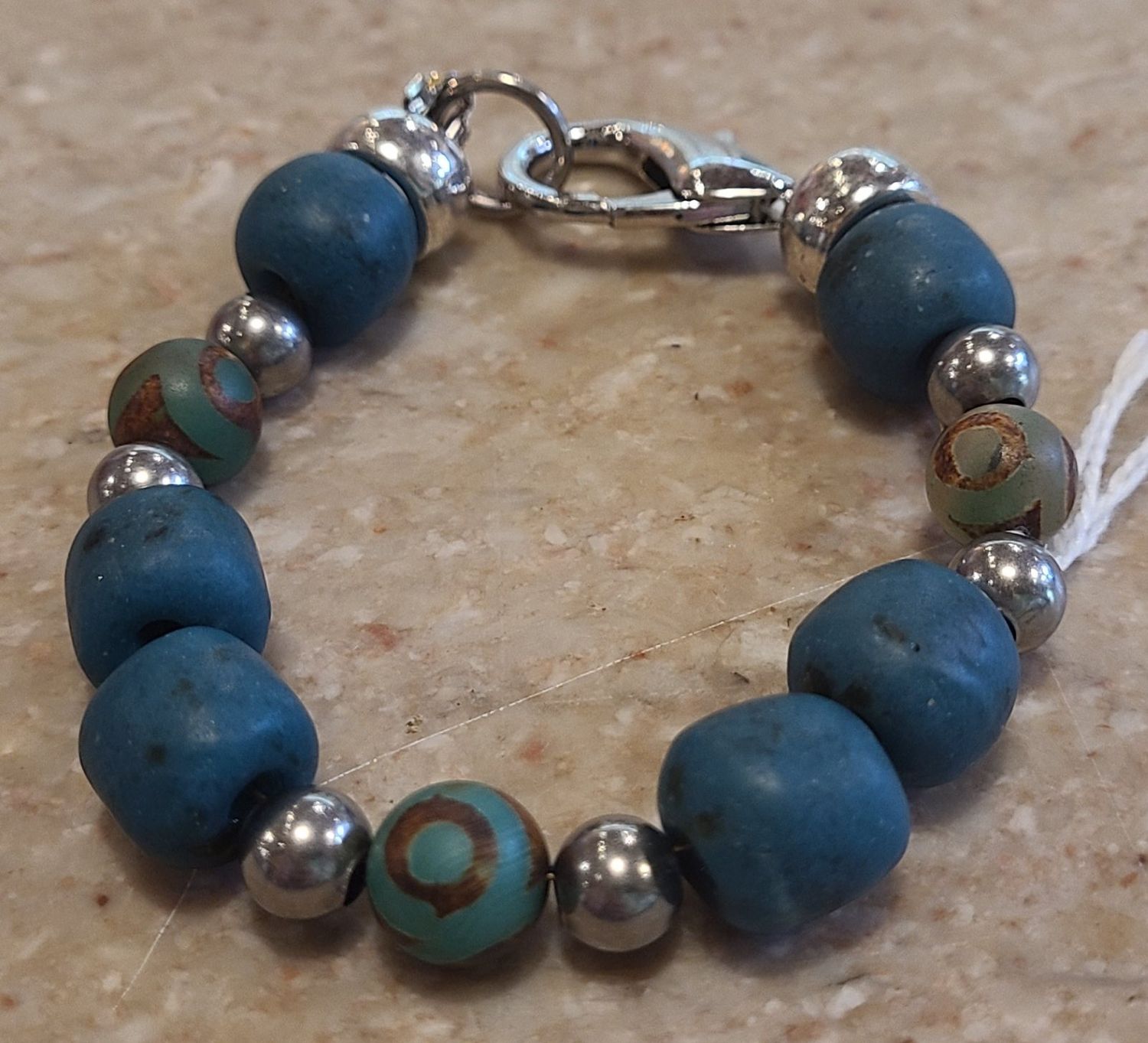 Gerber Bracelet Green Agate Stainless Steel Spacers