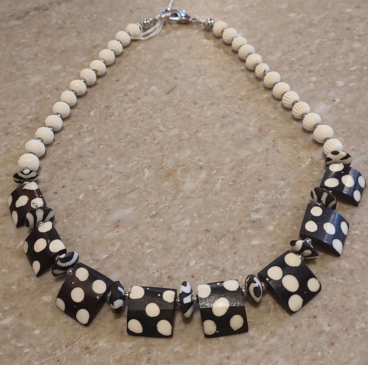Gerber Necklace Batik Bone + Howlite Beads