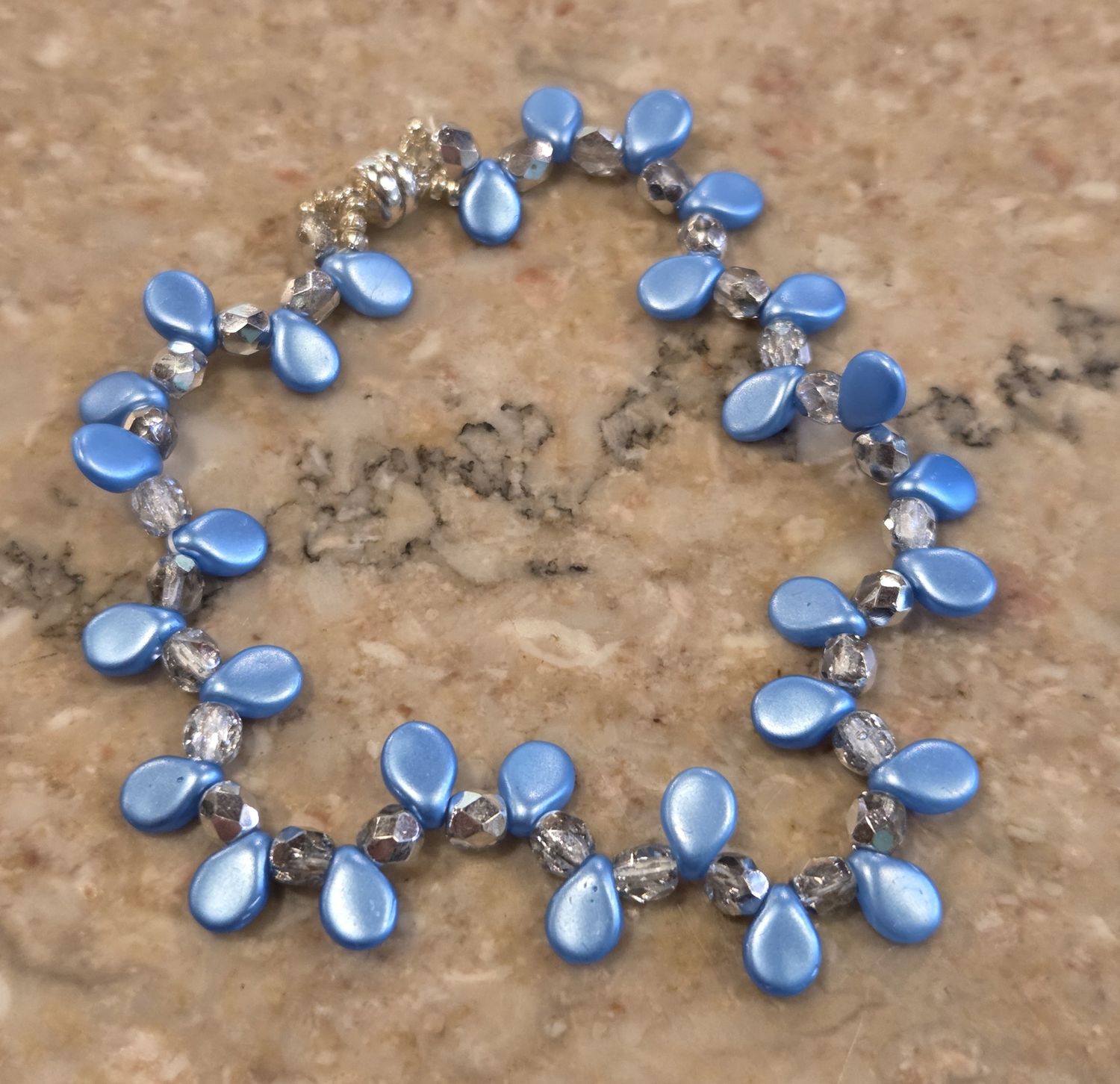 Boerman Bracelet Light Blue Pip w/ Silver Crystals
