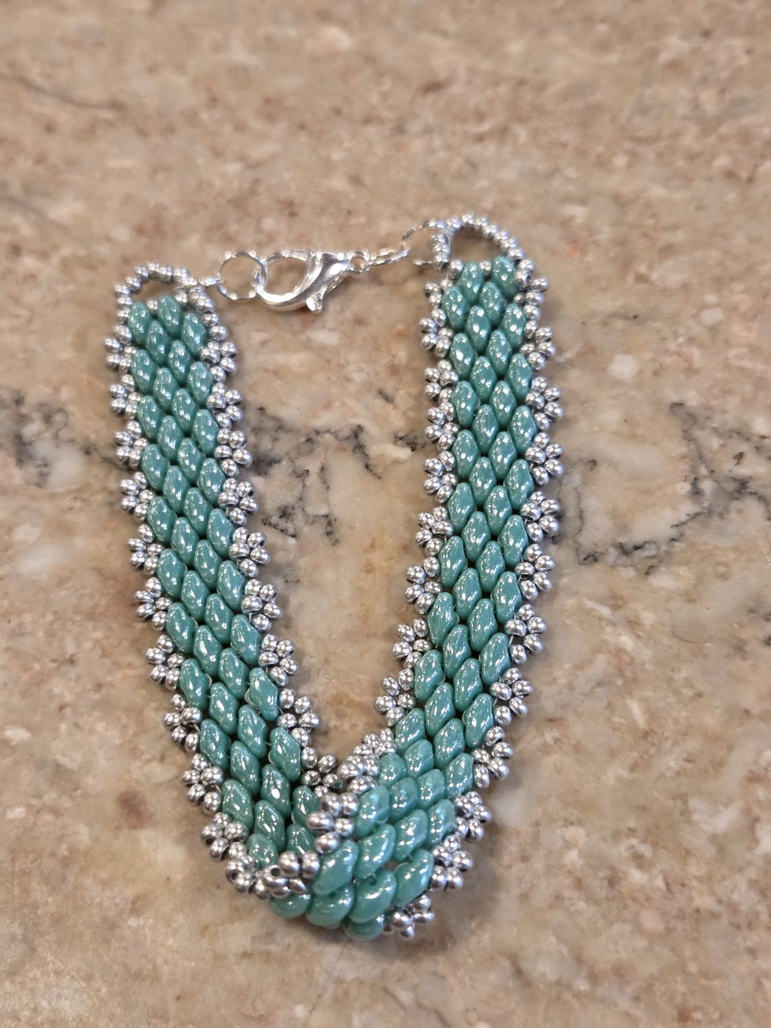 Boerman Bracelet Guacamole Style in Mint Green &amp; Silver