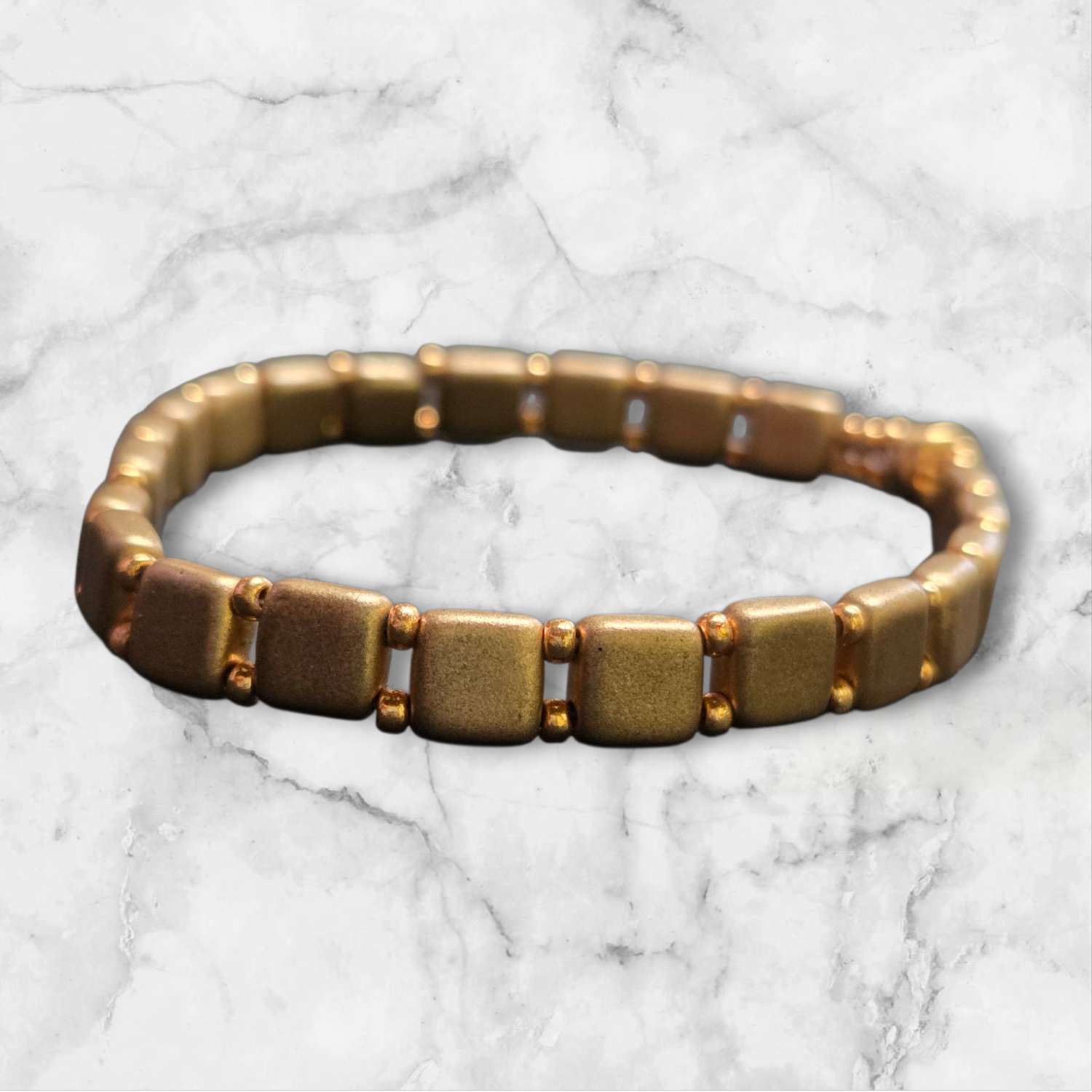 Boerman Bracelet Gold Squares &amp; Seed Beads