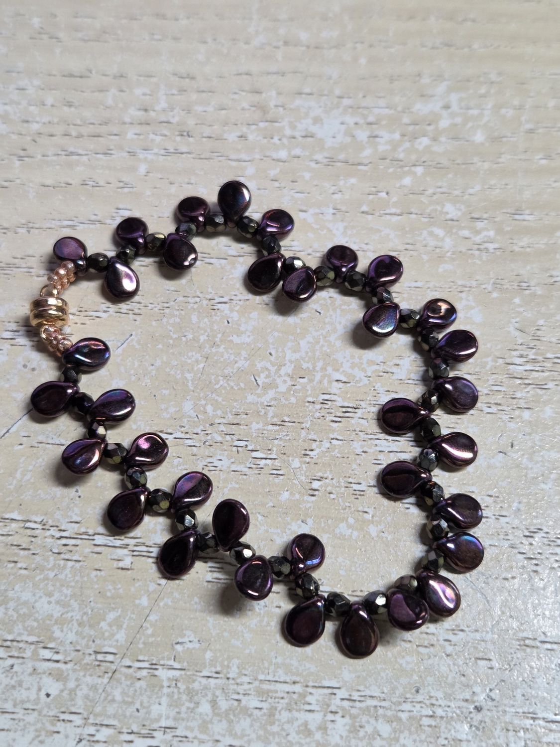 Boerman Bracelet Black Iridescent Pip w/ Black Crystals