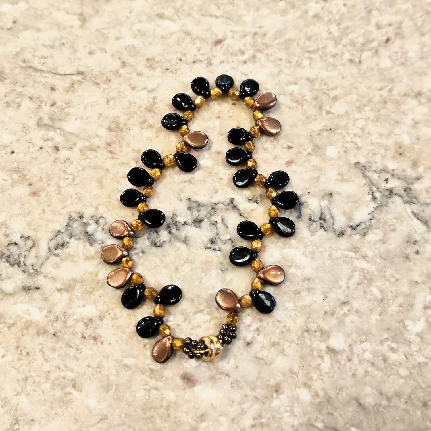 Boerman Bracelet Black &amp; Gold Pip w/ Gold Crystals