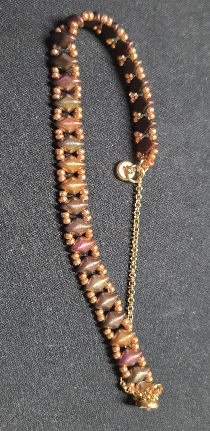 Boerman Bracelet Multi-Colored Metallic Diamonds w/ Gold Seed Beads