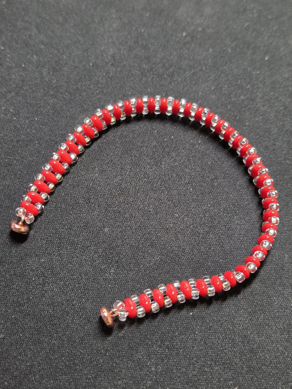Boerman Bracelet Red Bars w/ Clear Seed Beads