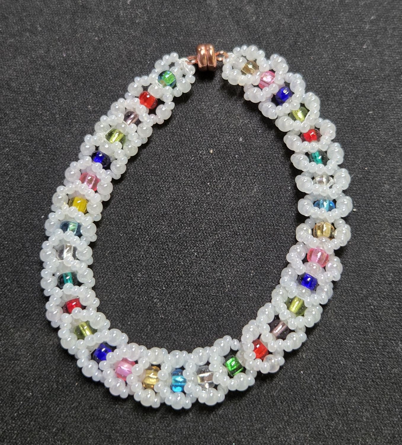 Boerman Bracelet White Tennis Style w/ Multi-Color Beads
