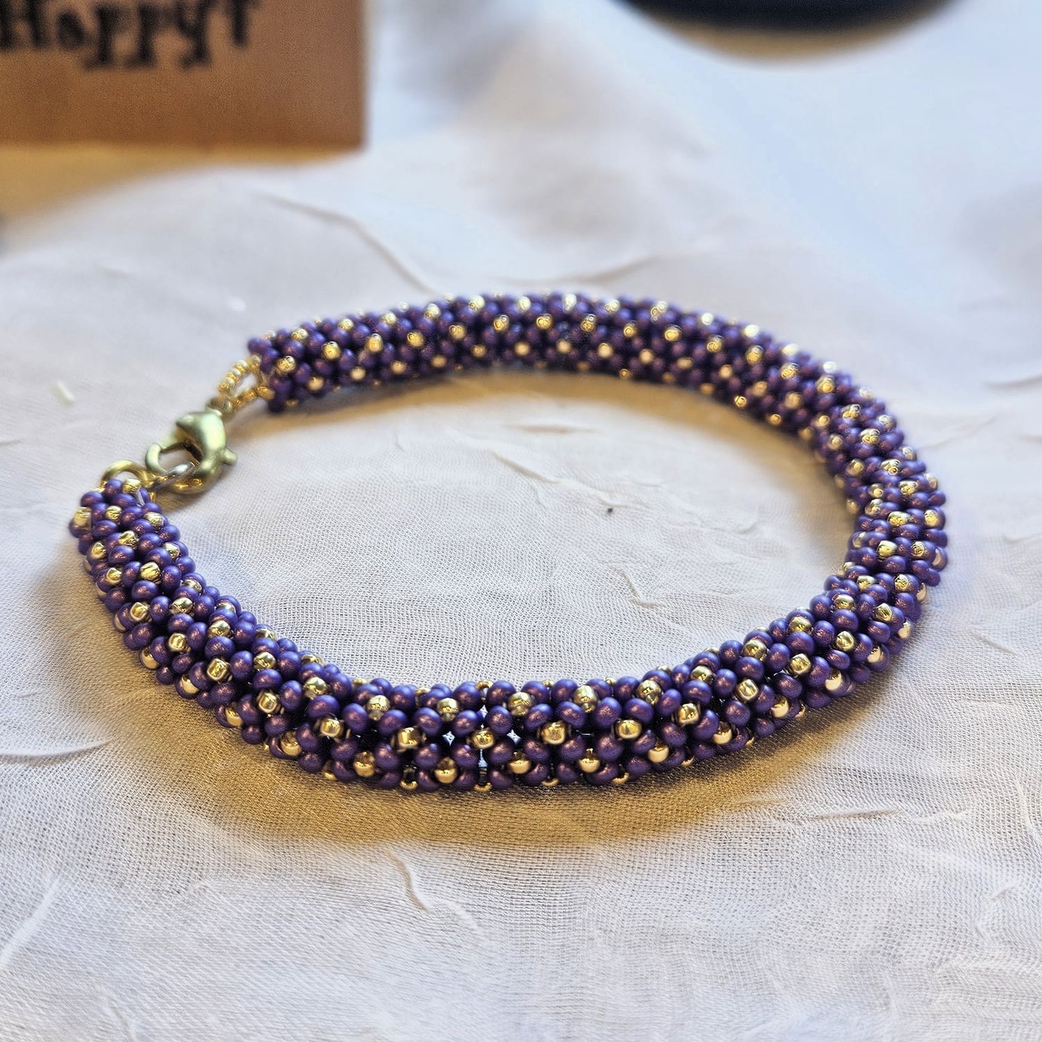 Boerman Bracelet Purple &amp; Gold Woven Tube