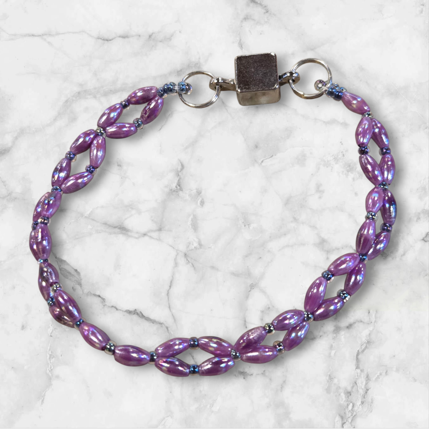Boerman Bracelet Purple Rice w/ Metallic Blue