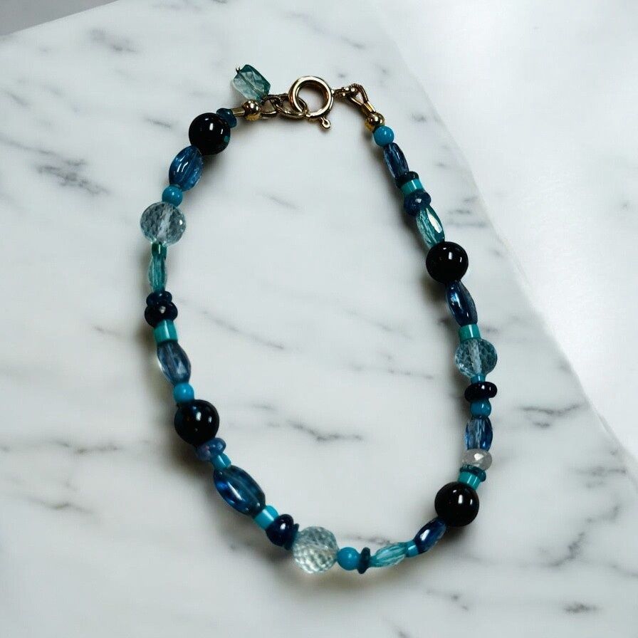 Stranded Bracelet Beach Blue With Sleeping Beauty Turquoise, Sapphire and Aquamarine