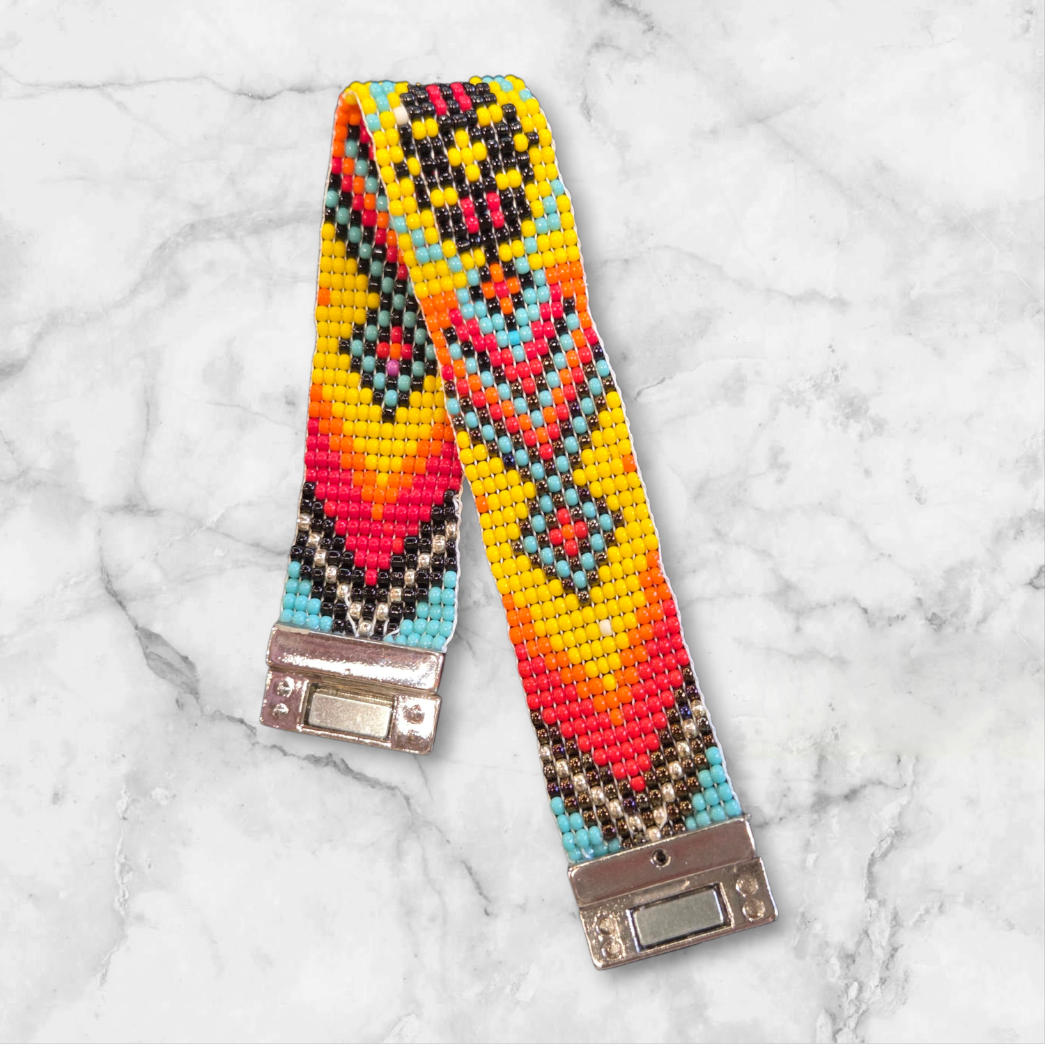 Boerman Bracelet Native American Style Yellow Blue Black Orange Red