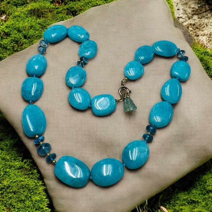Stranded Necklace Amazonite  ovals, and Fluroite Roundels