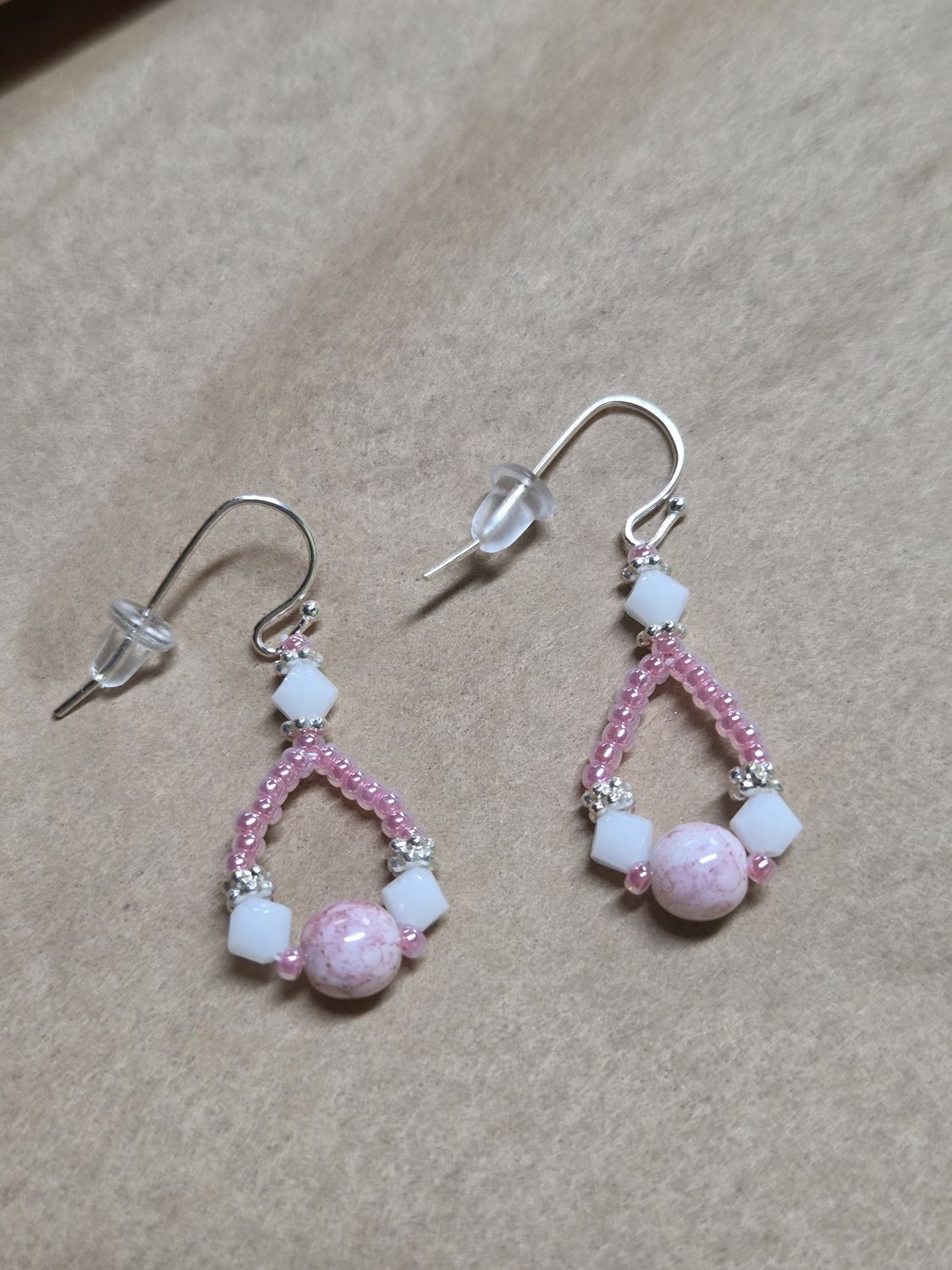 Boerman Earrings Pink &amp; White Drops