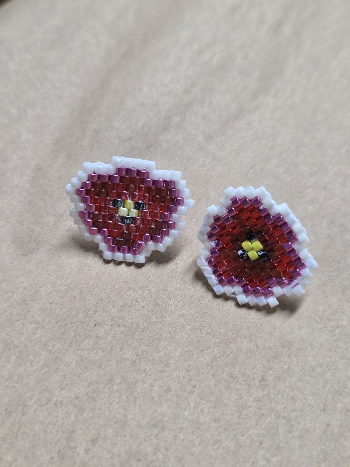 Boerman Earrings Red/Pink/White Flower Stud