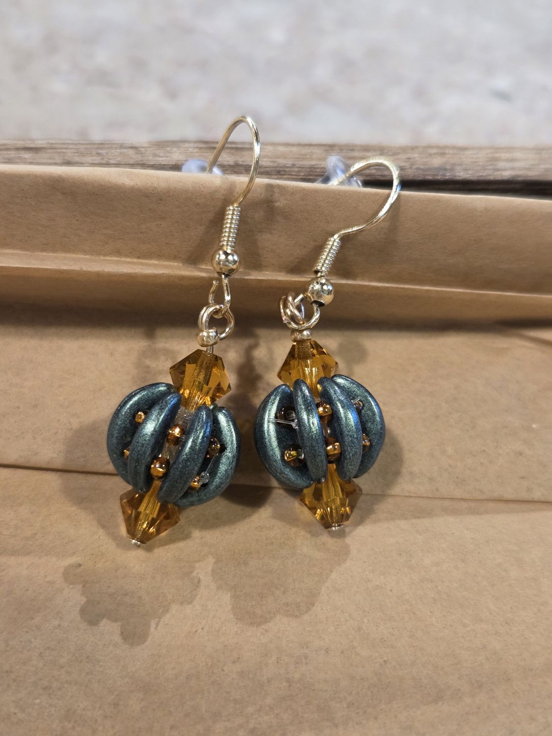 Boerman Earrings Green Gold Gourd