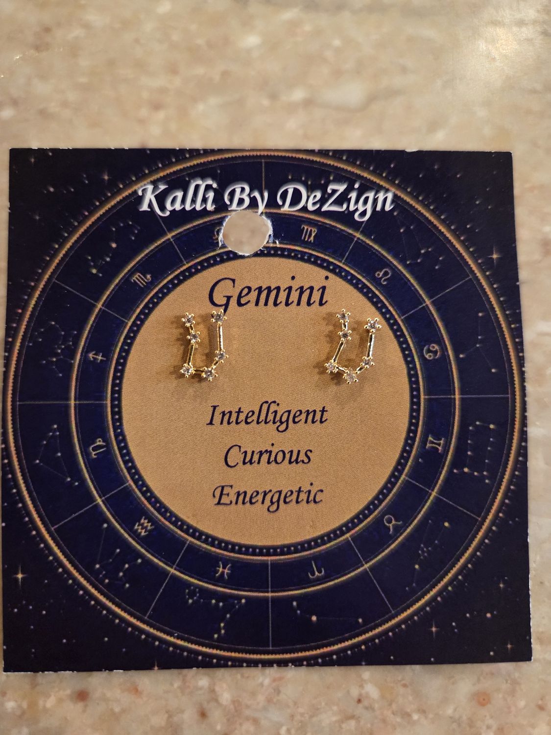 Kalli Earrings Gold Tone Gemini