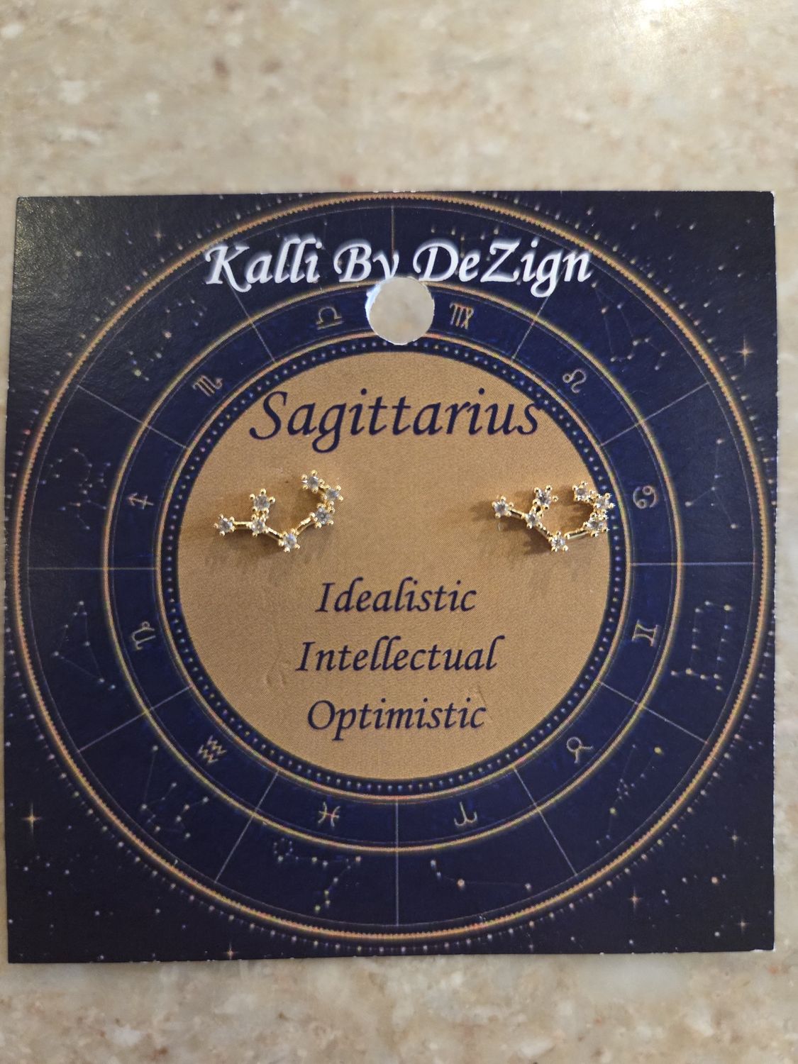 Kalli Earrings Gold Tone Sagittarius