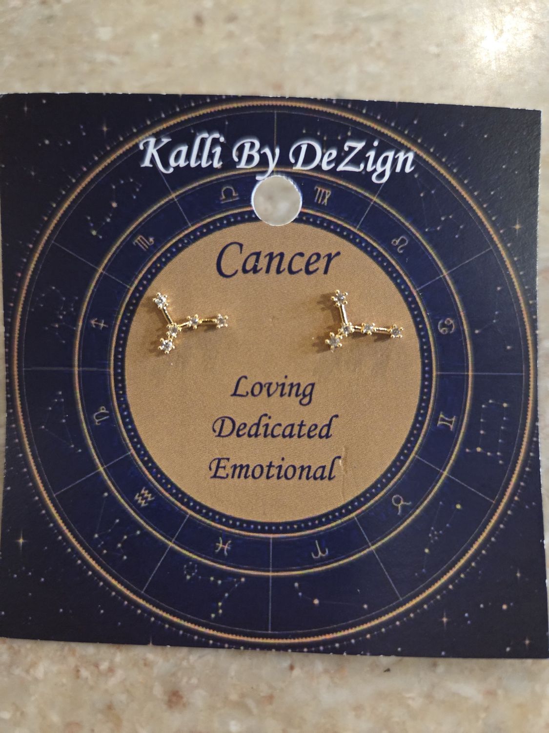 Kalli Earrings Gold Tone Cancer