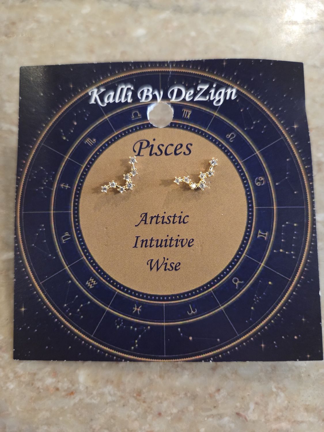 Kalli Earrings Gold Tone Pisces