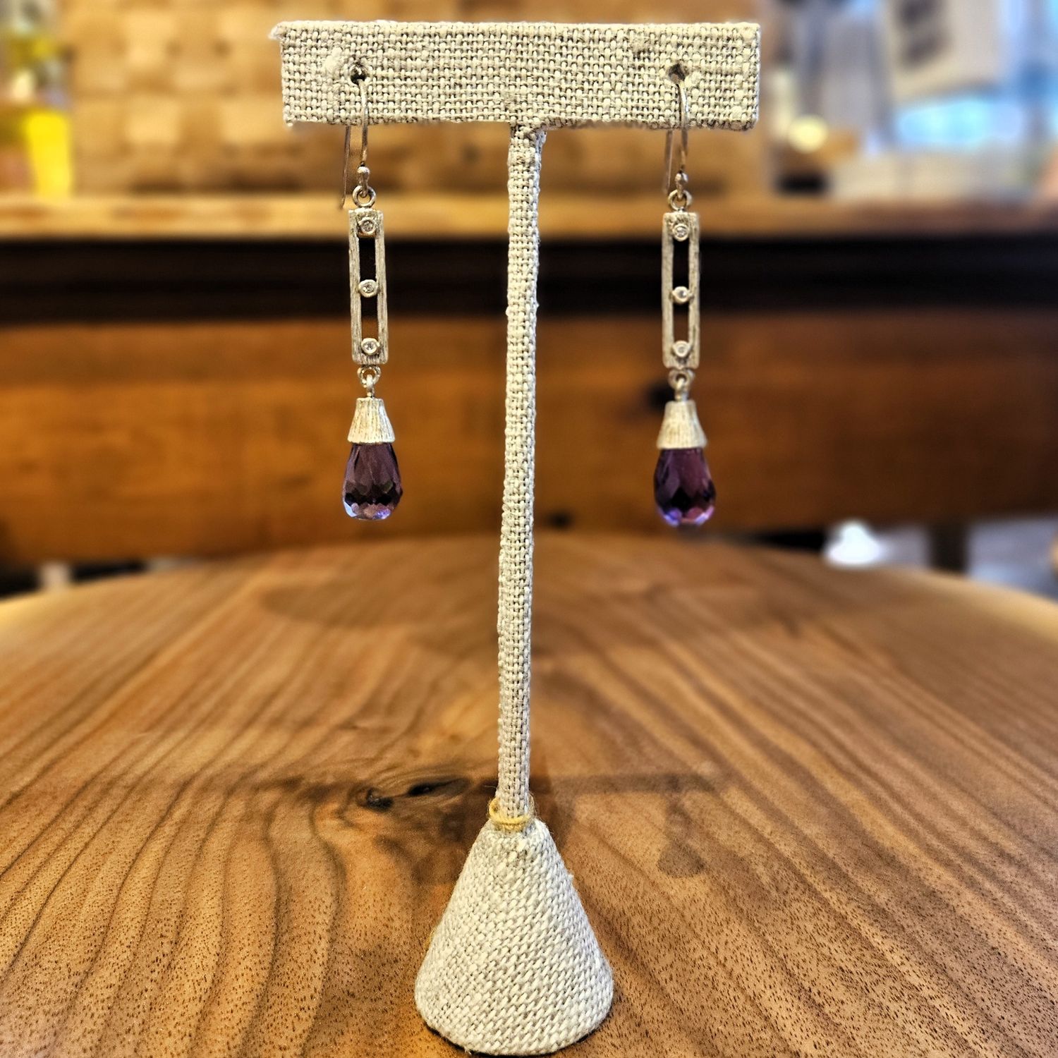 KELEHER EAR AMETHYST AND DIAMOND DROPS
