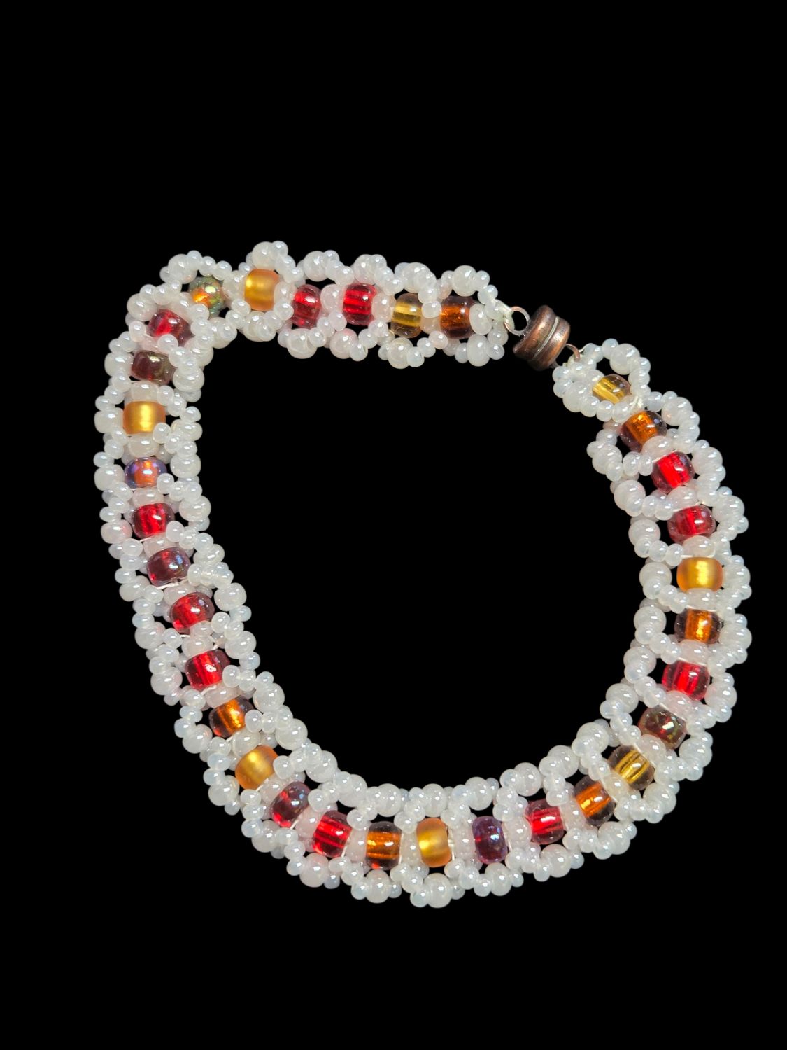 Boerman Fall Colors &amp; Pearl Seed Bead Tennis Bracelet