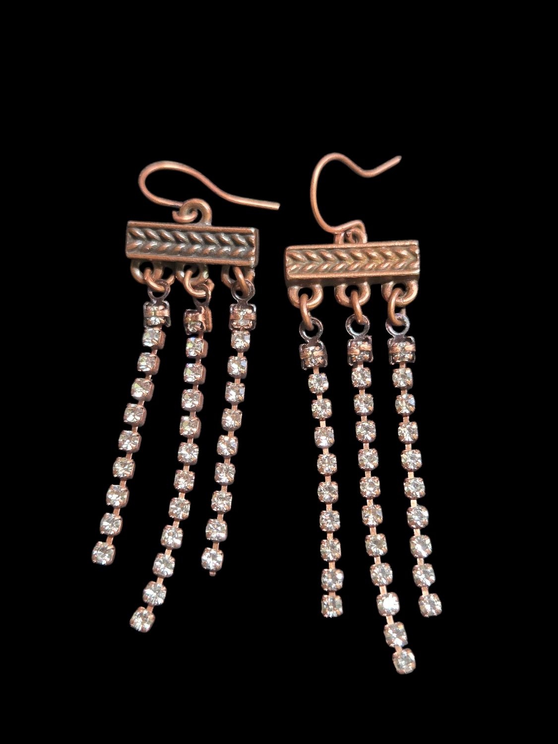 Boerman Earrings Bronze and Rhinestone Drop Earrings