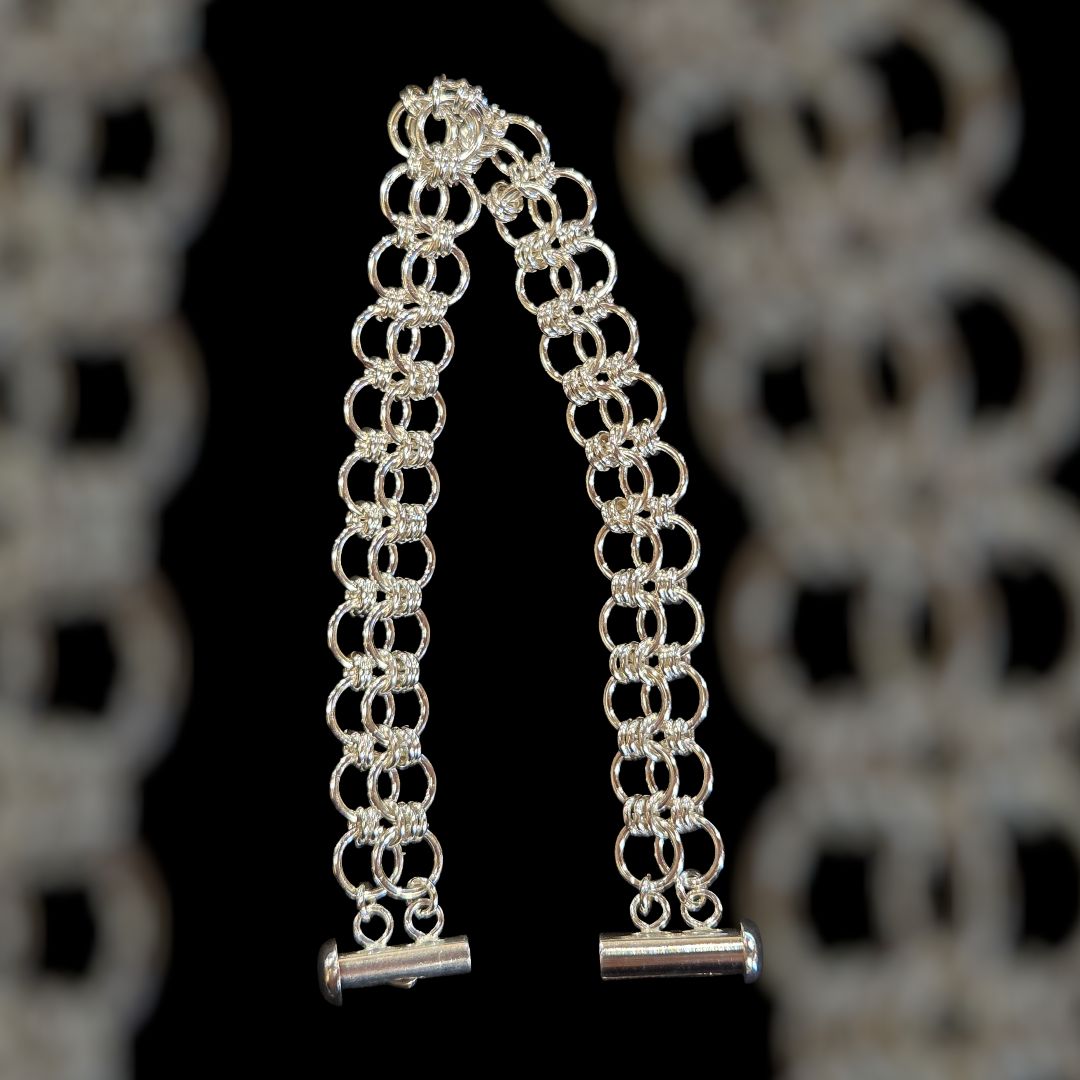 Whitney Bracelet Lace Chain Maille with Tube Clasp