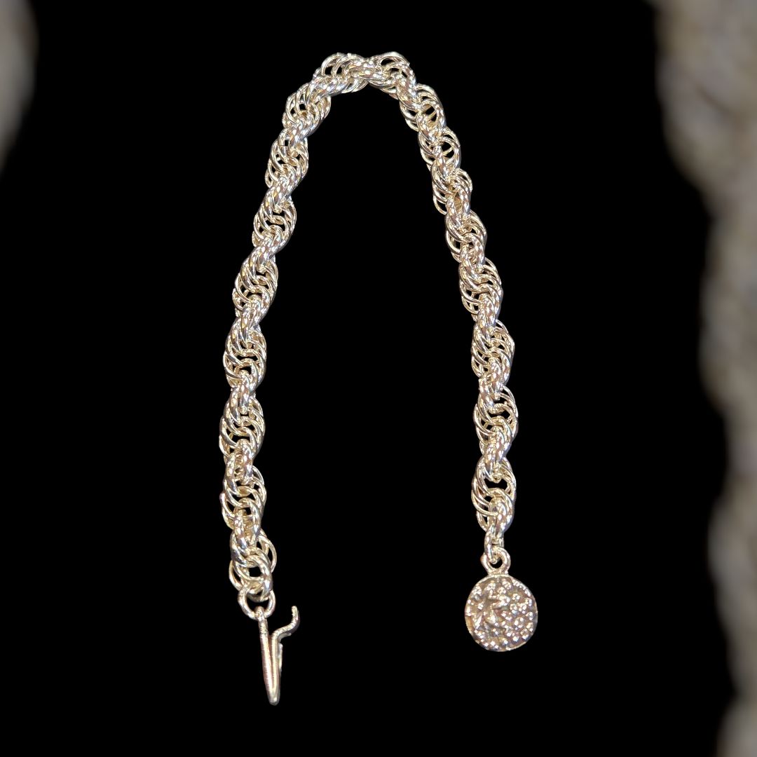Whitney Bracelet Chain Maille French Rope with Floral Clasp