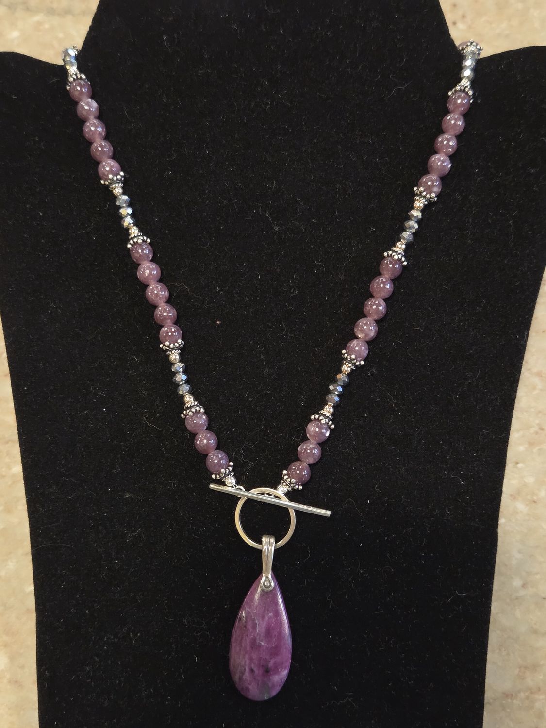 Estancia Necklace Ruby and Lepidolite beads