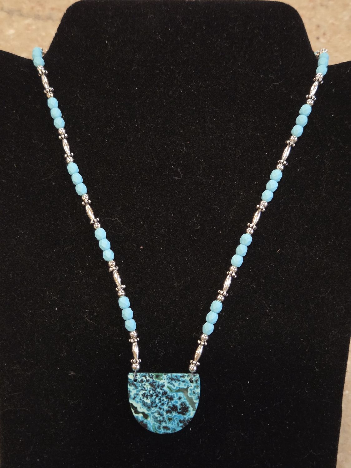 Estancia Necklace Chrysocolla Half Moon and Turquoise
