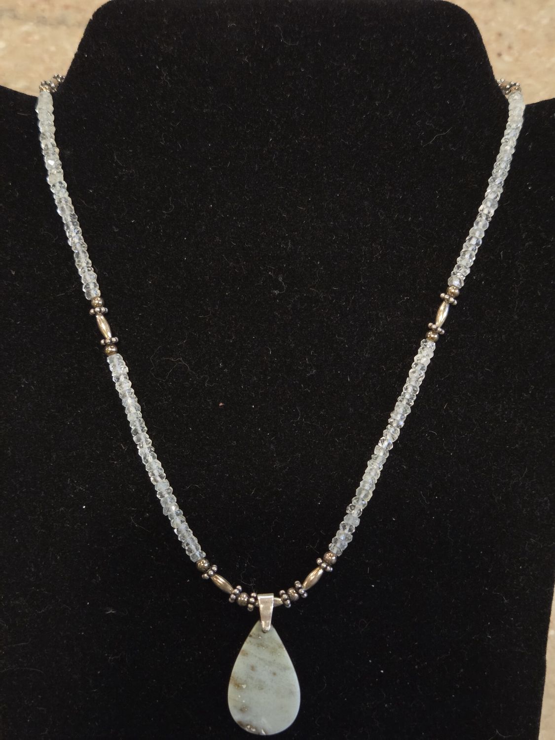ESTANCIA Necklace Opalized Wood and Aquamarine
