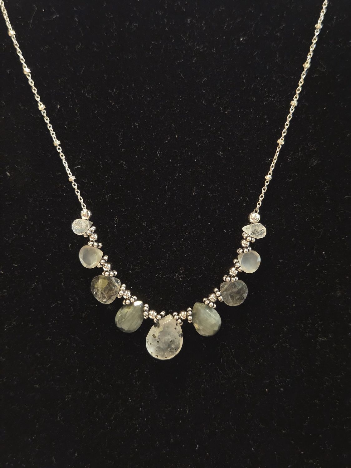 Estancia Necklace Dalmation Quartz, Cat&#39;s Eye, Grey Moonstone and Tourmalinated Quartz