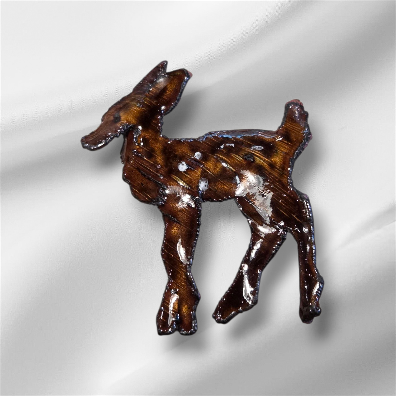 Adams Enamled Copper Pin Fawn