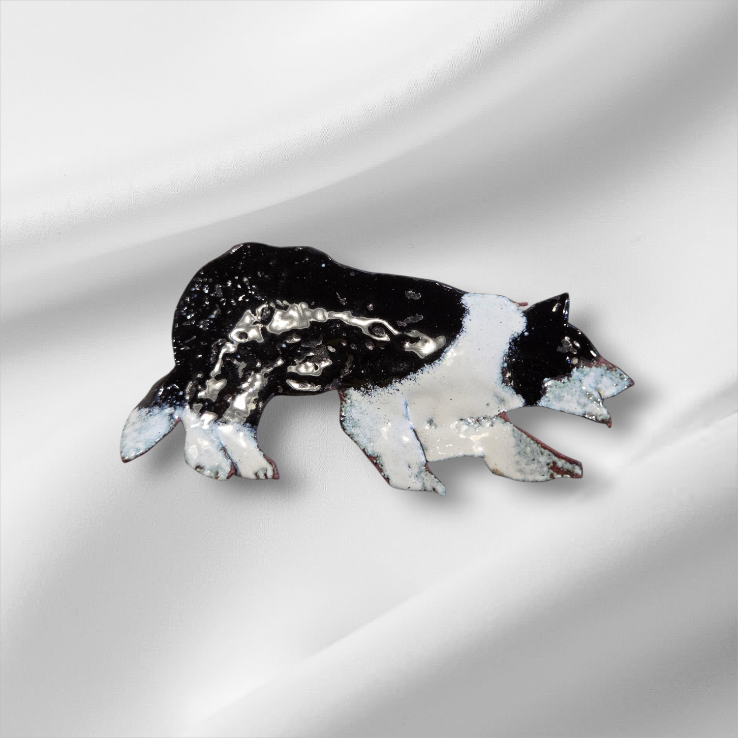 Adams Enamled Copper Pin Border Collie