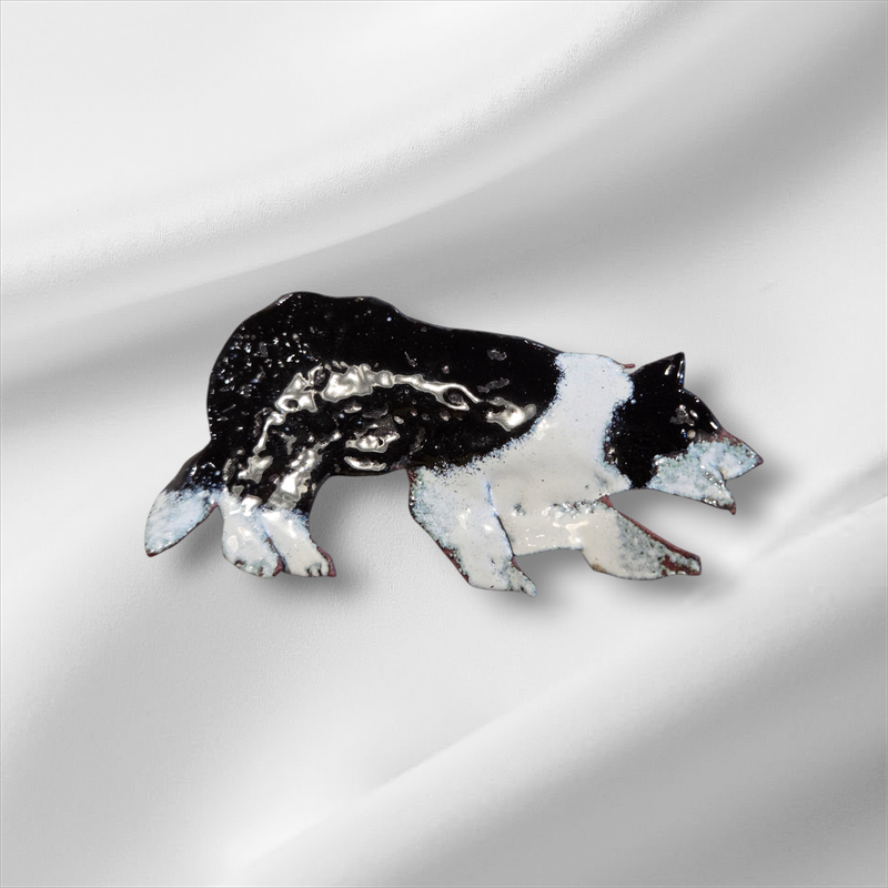 Adams Enamled Copper Pin Border Collie
